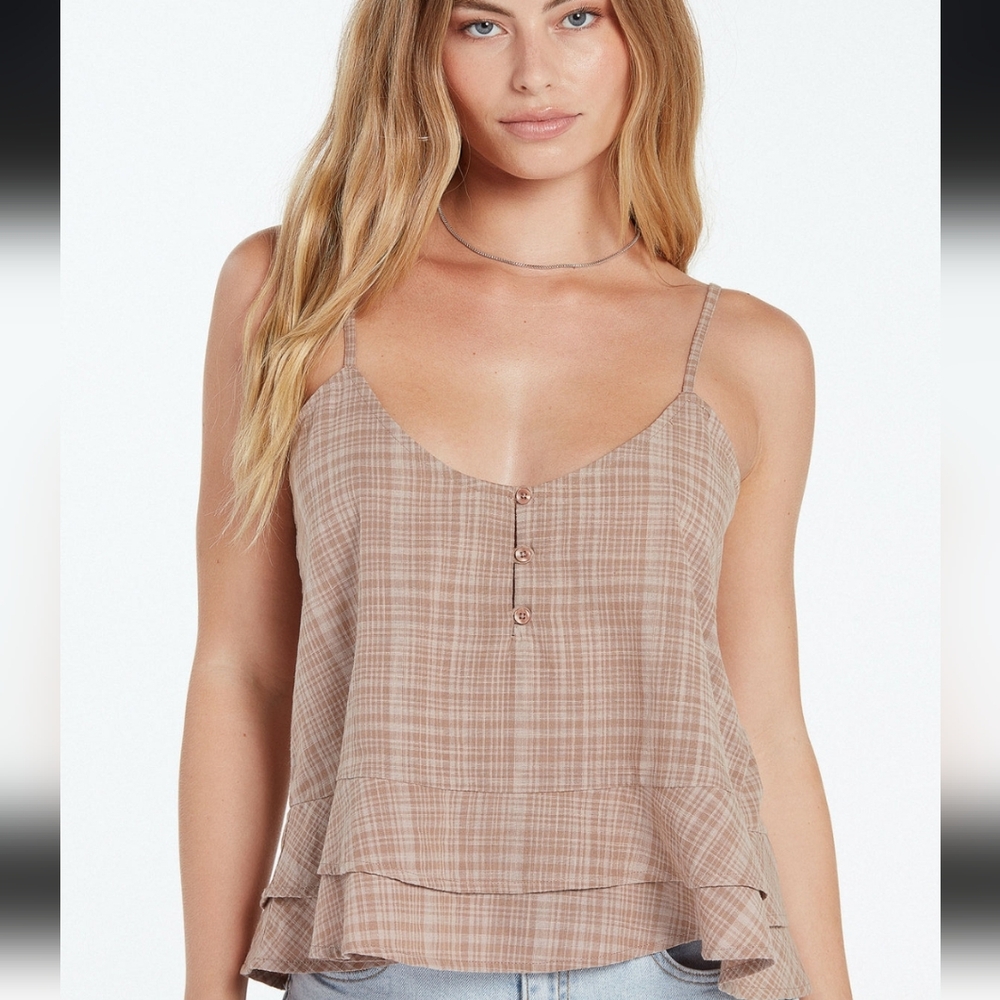 VOLCOM Island Crush Plaid Print Cami Women's Size Small